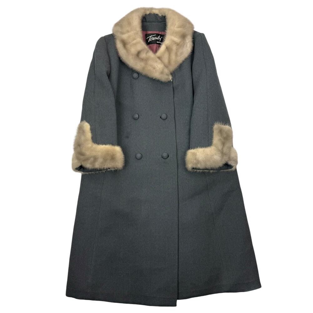 ❌SOLD❌1950's union gray wool and mink fur swing coat by TOWNLEY SAMTERS for NINA - Picture 3 of 14